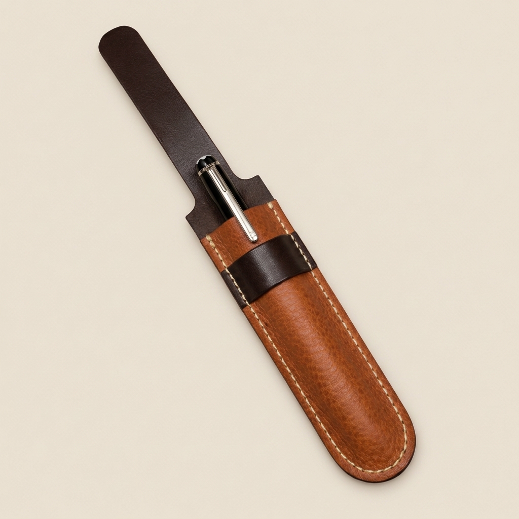 Pen sleeve brown with pen